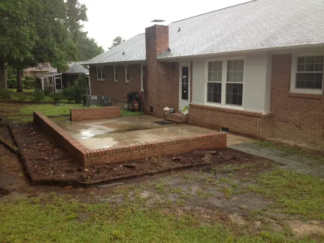 concrete patio demolition before